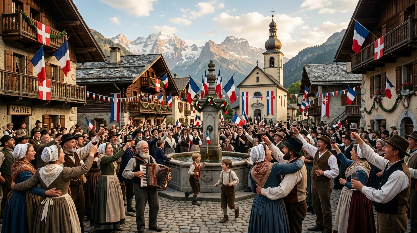 Célébration populaire du rattachement de la Savoie à la France en 1860