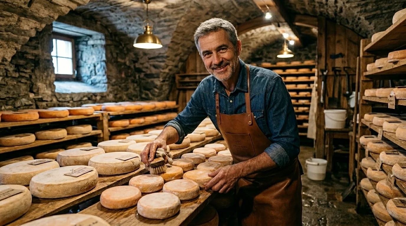 Affinage du Reblochon AOP en cave voûtée