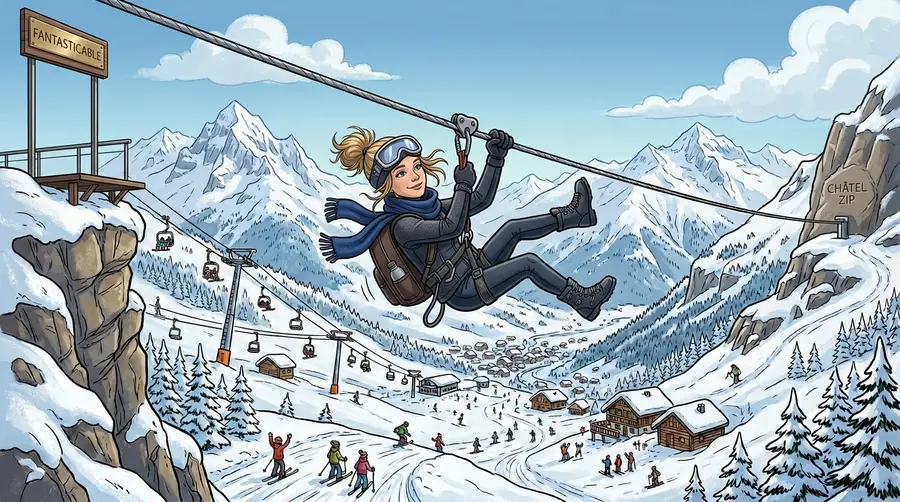 Fantasticable tyrolienne géante au-dessus des pistes de Châtel