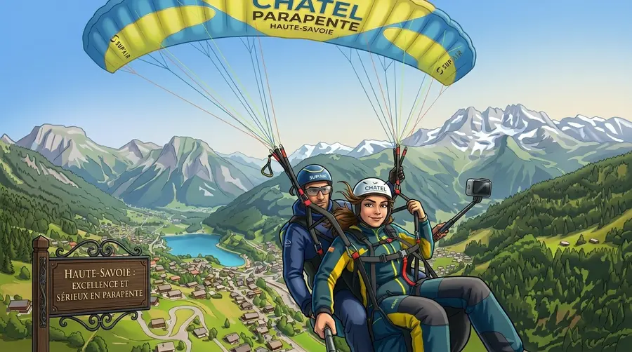 Vol en parapente biplace au-dessus de la vallée de Châtel