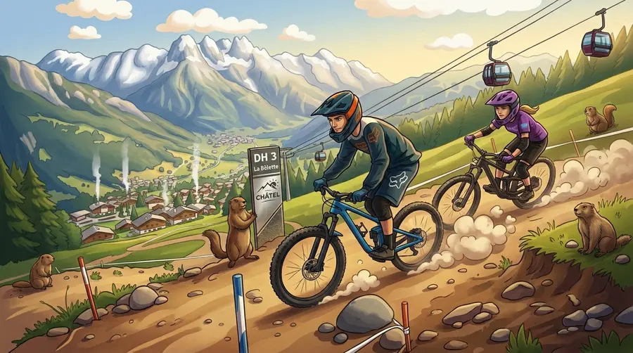 VTT descente sur les pistes du Bike Park de Châtel