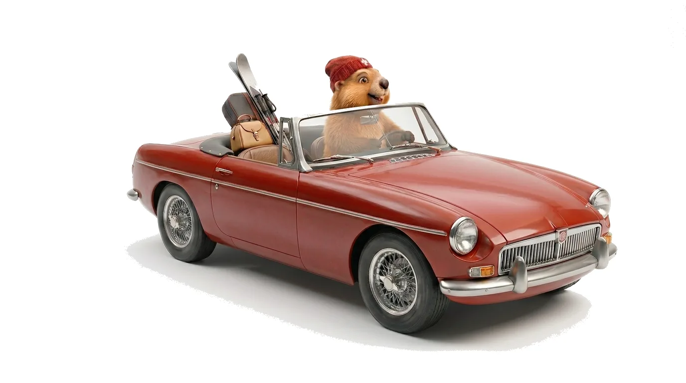 Marcelline au volant de sa voiture décapotable