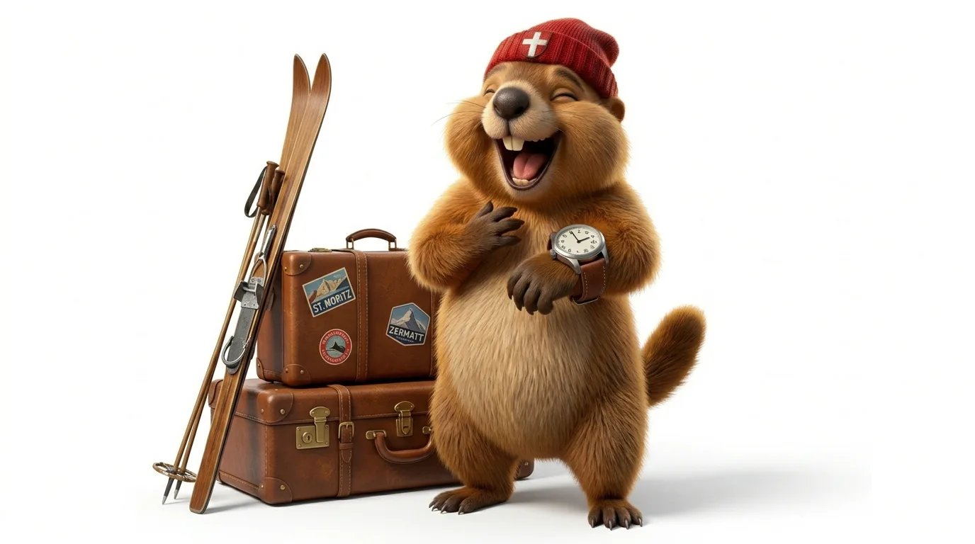 Marcelline regarde sa montre près des valises