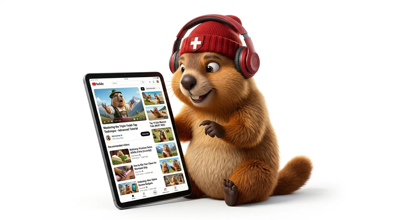 Marcelline avec tablette et casque audio