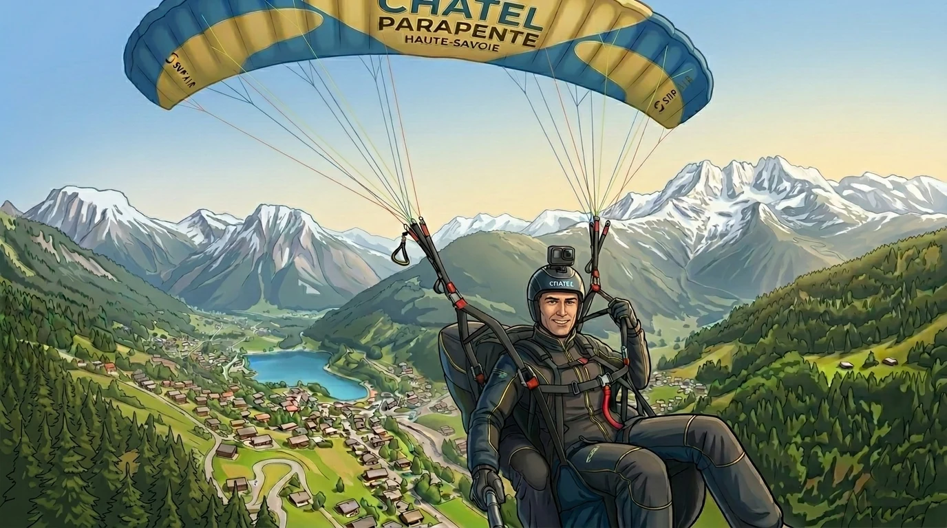 Parapente au-dessus de la vallée d'Abondance